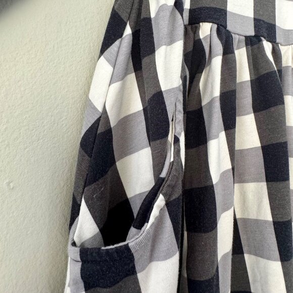 HANNA ANDERSSON Buffalo Plaid Skater Dress Girls 8 130cm Black White Checks Girl - Picture 3 of 6